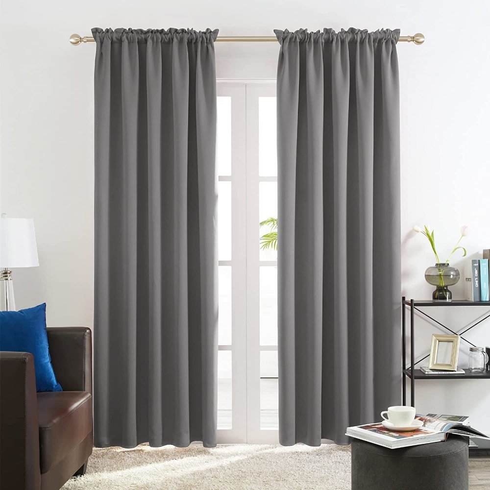 Deconovo Set of 2 Solid Color Thermal Insulated Blackout Curtains