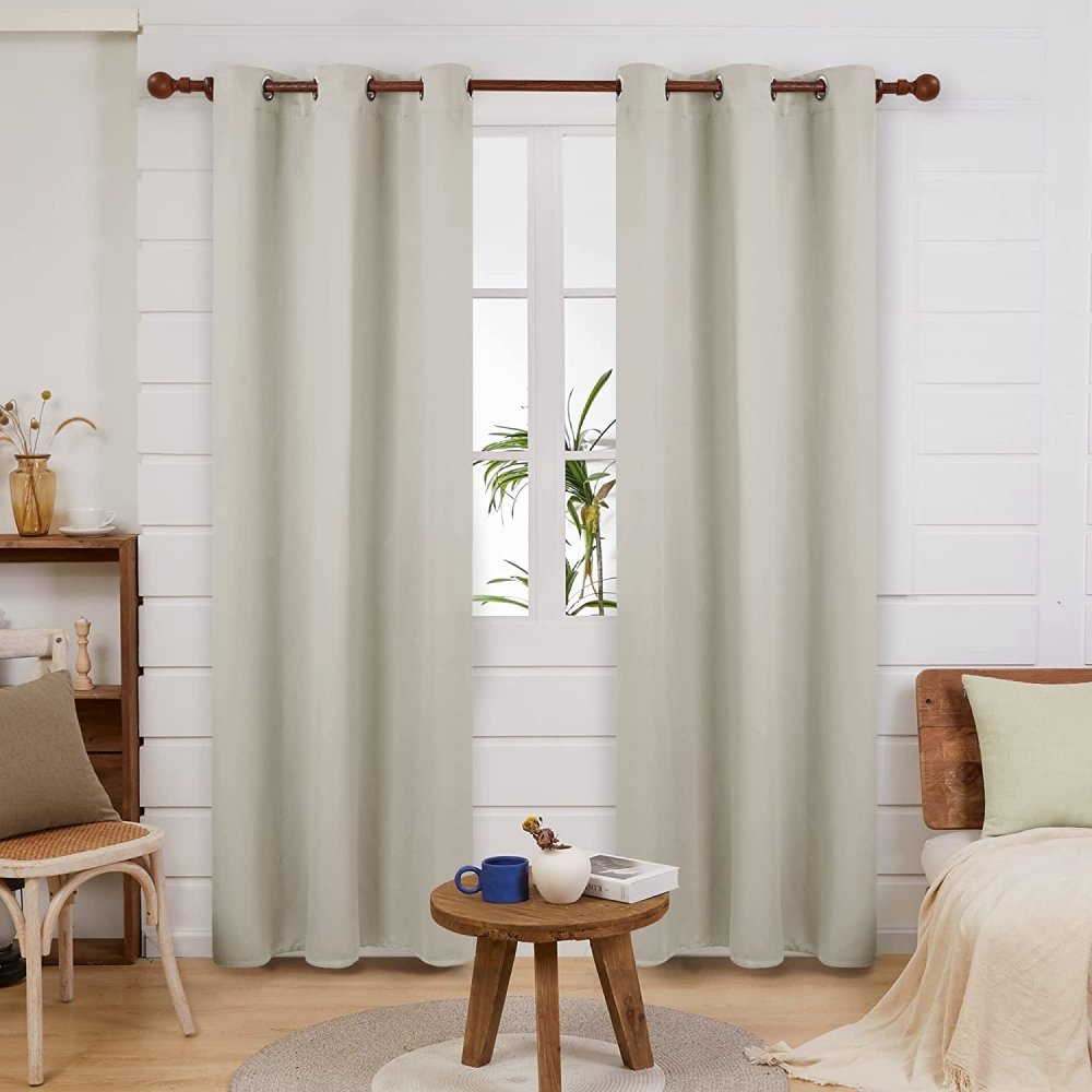 Thermal Insulated Blackout Curtains | Grommet/Eyelet Winter Energy Saving Drapes | 2 Deconovo Panels - Deconovo US